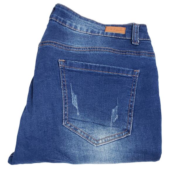 K's More Destressed Raw Hem Skinny Medium Wash Denim Jeans Women's Size 13 - Picture 9 of 9